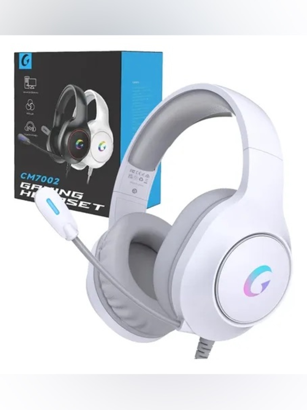 Gaming Headset with Flexible Microphone and LED Light for Xbox and PlayStation